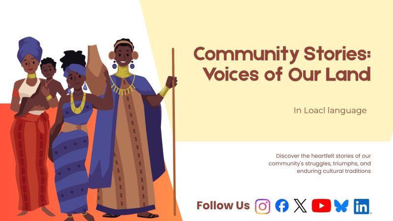 Community stories written by community members that highlight local impact (both positive and negative), community struggles on land tenure and sustainable agriculture, featuring narratives of volunteership, cultural traditions, and both community and personal triumphs over adversity.